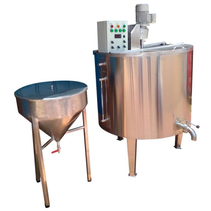 Batch pasteurizer 500 litres with cone filling tank