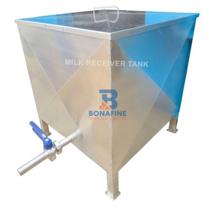 Milk Receiver Tank / Dump Tank 200 Litres The milk receiving tank collects raw milk before cooling or pasteurization, ensuring hygienic handling.