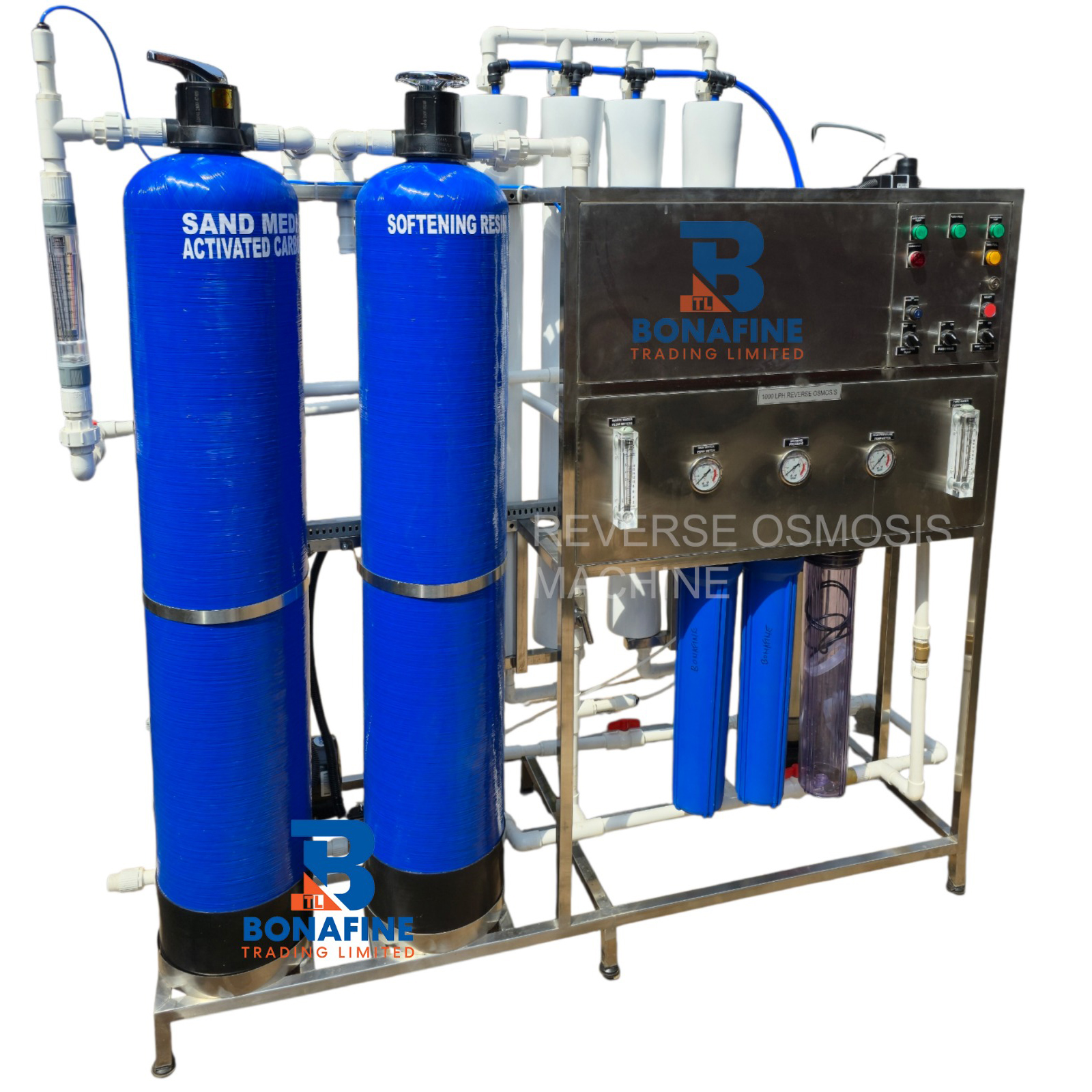 Reverse Osmosis 1000 LPH System Reverse Osmosis 1000 LPH System – Commercial RO Machine Best Prices in Kenya The 1000 LPH RO water purifier is suitable for medium-scale businesses and institutions. Removes: Dissolved salts Iron and heavy metals Bacteria and viruses Reliable, efficient, and cost-effective water purification solution.