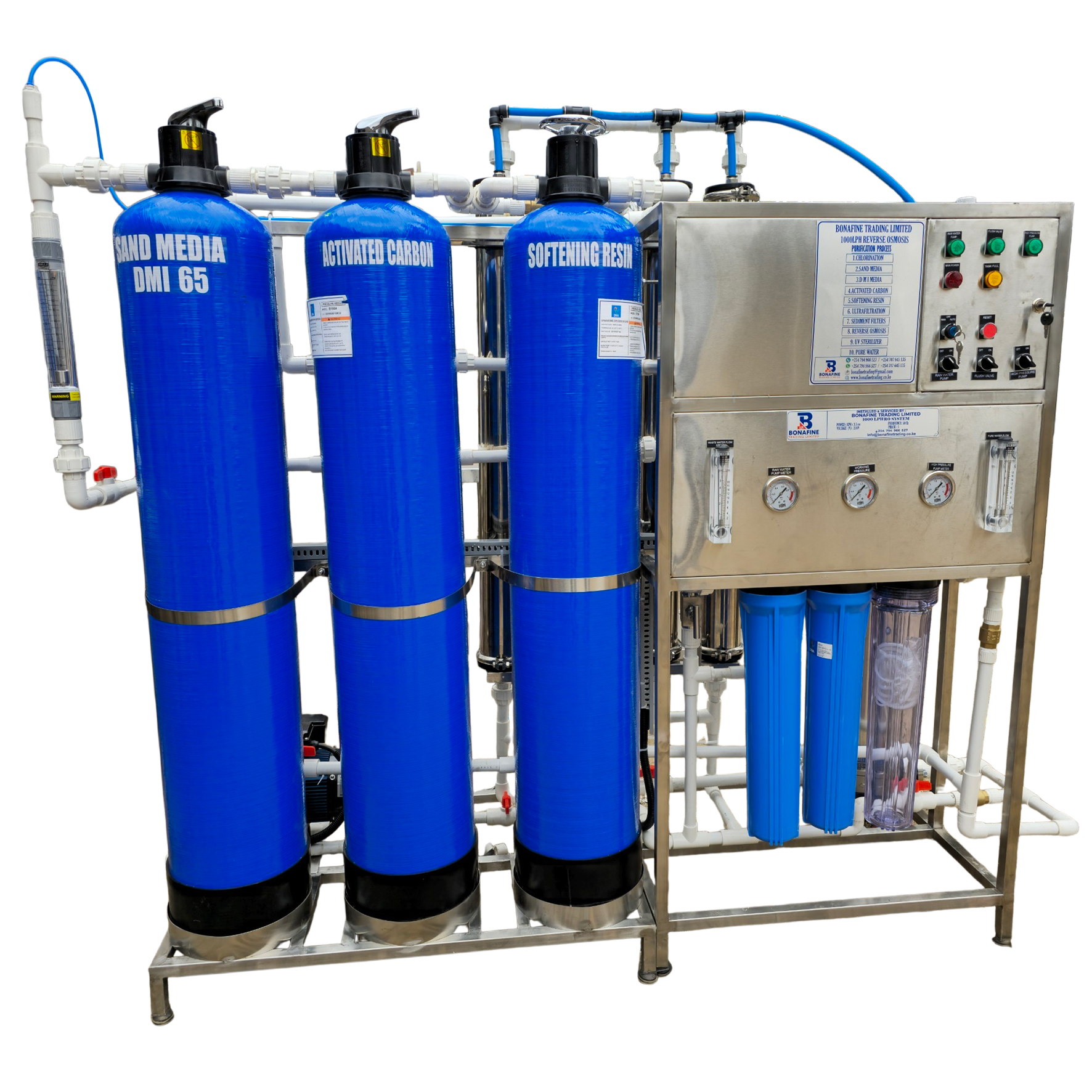 Commercial reverse osmosis water purifier system installed in Nairobi by Bonafine Trading Limited